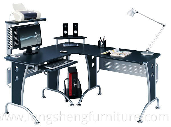 Fashion L shape office glass desktop computer table